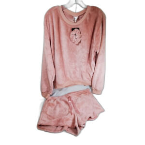 Fashion Nova Womens Short Set 1X Fleece Blush Loungewear